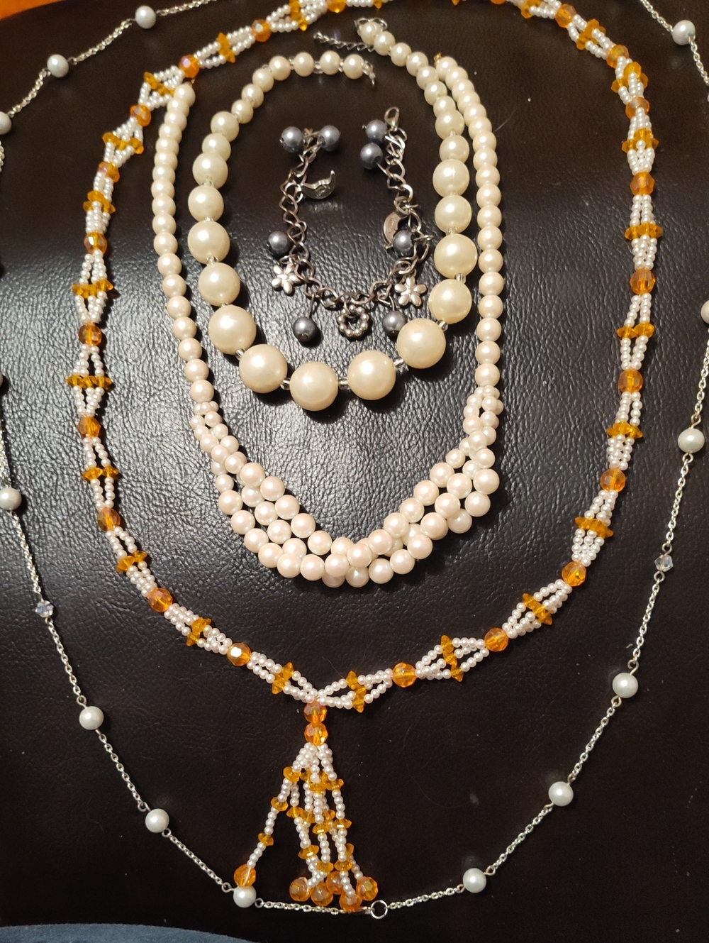 Classic Ivory Pearl Multi-Strand Necklace Set - Elegant Women's Jewelry